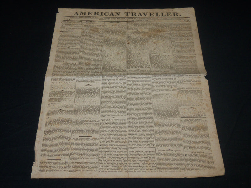 1825 SEPT 2 AMERICAN TRAVELLER NEWSPAPER - DARTMOUTH COMMENCEMENT - NP 4829