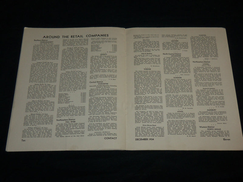 1934 DECEMBER CONTACT NEW ENGLAND POWER MAGAZINE - VOLUME 15 NO. 12 - J 6662