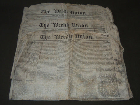 1851 THE WEEKLY UNION NEWSPAPER LOT OF 3 - CITY OF WASHINGTON - NP 2636