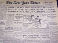 1943 JAN 1 NEW YORK TIMES - SOVIET SEALS RING AROUND 22 DIVISIONS - NT 977