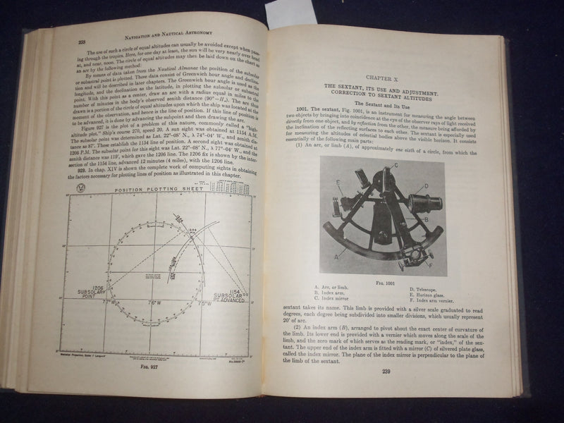 1943 NAVIGATION AND NAUTICAL ASTRONOMY HARDCOVER BOOK BY COMM. DUTTON - KD 9082