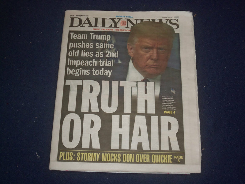2021 FEBRUARY 9 NEW YORK DAILY NEWS NEWSPAPER - TRUMP 2ND IMPEACHMENT TRIAL