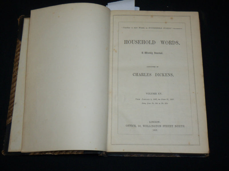 1857 HOUSEHOLD WORDS WEEKLY JOURNAL VOLUME 15 - CHARLES DICKENS - KD 6355