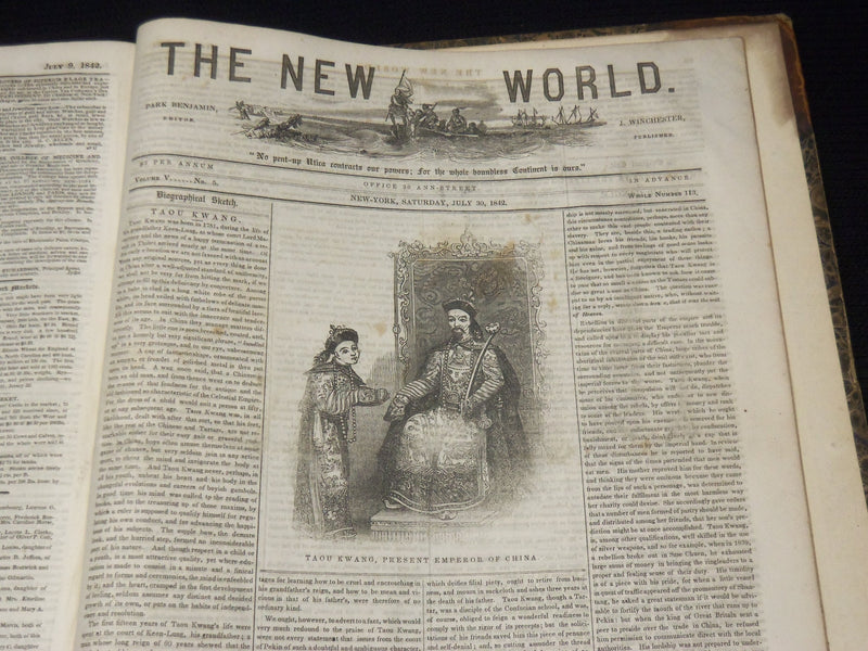 1842 JAN-JUL THE NEW WORLD JOURNAL BOUND VOLUME - DICKENS - LONGFELLOW - R 731P