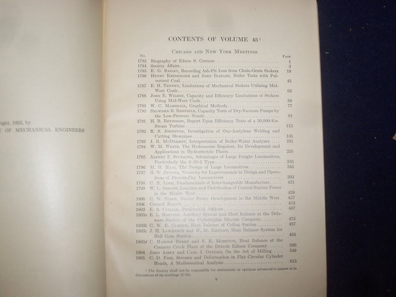1921-22 TRANSACTIONS OF AMERICAN SOCIETY OF ENGINEERS SOFTCOVER -2 VOLS- KD 9110