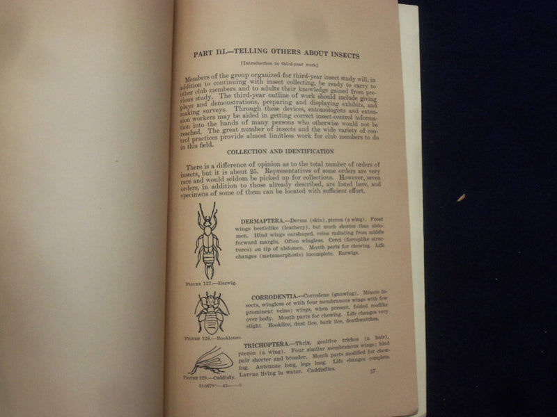 1939 4-H CLUB INSECT MANUAL - SOFTCOVER - OFFICE OF ERNEST MCFARLAND - J 9647