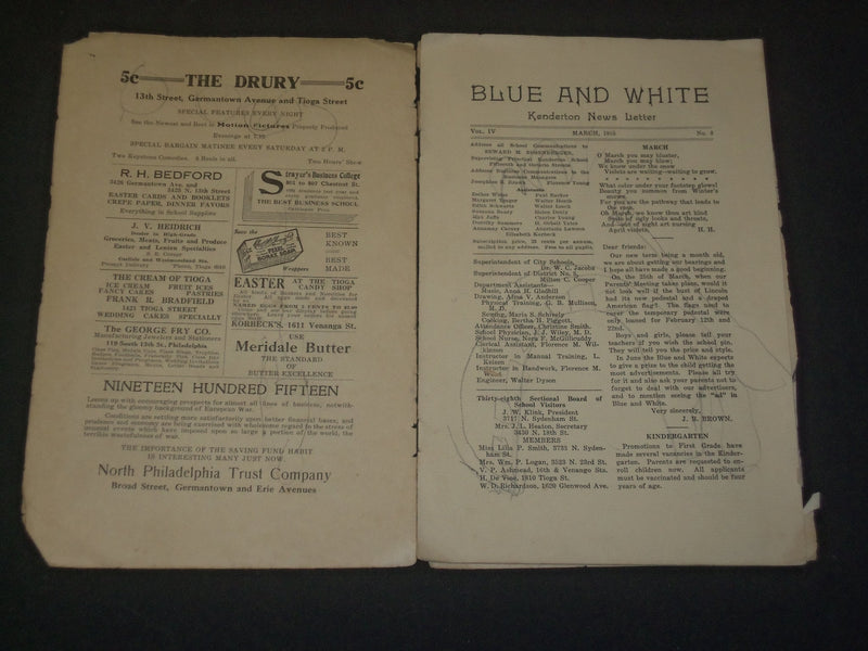 1915 KENDERTON NEWS LETTER BLUE & WHITE LOT OF 2 - ST 5243