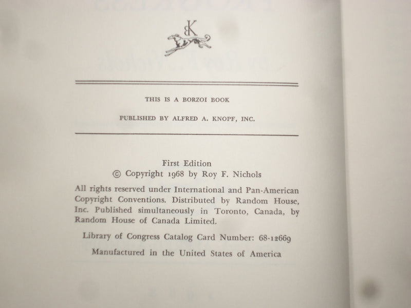 1968 A HISTORIAN'S PROGRESS HARDCOVER BOOK BY ROY F. NICHOLS - 1ST ED. - KD 9186