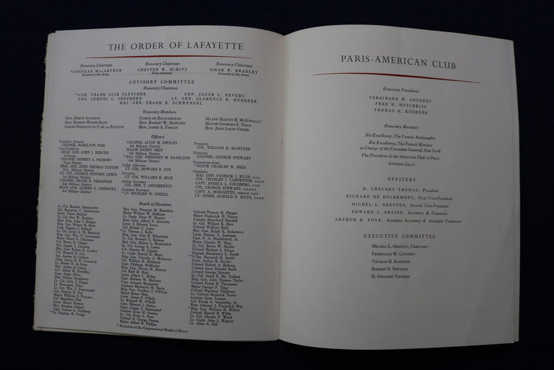 1960 APRIL 26 GENERAL CHARLES DE GAULLE DINNER PROGRAM SOFTCOVER BOOK - K 904