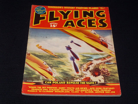 1939 AUGUST FLYING ACES MAGAZINE ILLUSTRATED FRONT COVER - E 137