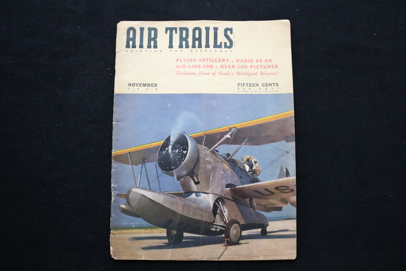 1939 NOVEMBER AIR TRAILS MAGAZINE - GRUMMAN JF-2 COVER - E 9789