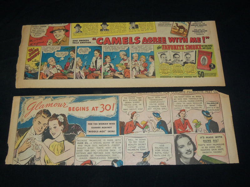 1938 BILL TERRY & FRANKIE FRISCH COLOR COMIC ADS LOT OF 2 - HUSKIES- NP 5385