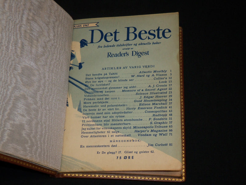 1947 MARCH DET BESTE AF READER'S DIGEST NORWAY MAGAZINE - HARD BOUND - KD 6395