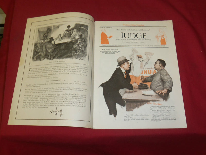 1922 AUGUST 12 JUDGE MAGAZINE - A ONE-PIECE ORCHESTRA - ILLUSTRATIONS - B 6116