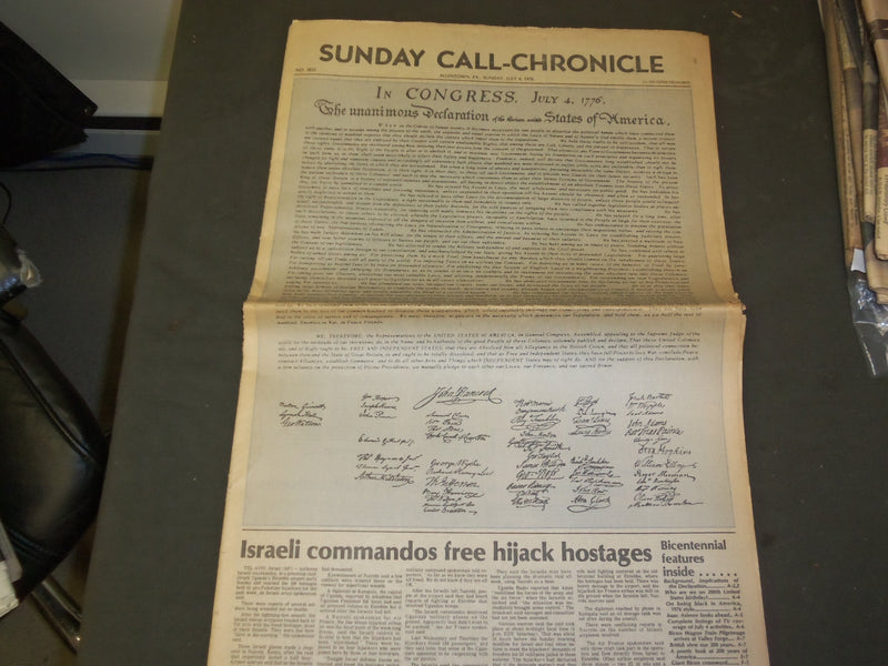 1976 JULY 4 SUNDAY CALL-CHRONICLE NEWSPAPER-DECLARATION OF INDEPENDENCE- NP 3200
