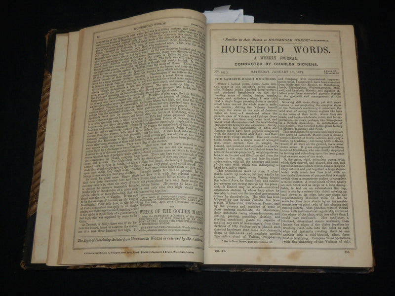 1857 HOUSEHOLD WORDS WEEKLY JOURNAL VOLUME 15 - CHARLES DICKENS - KD 6355