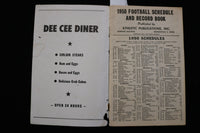 1950 DEE CEE DINER FOOTBALL SCHEDULES-RECORDS - K 2840