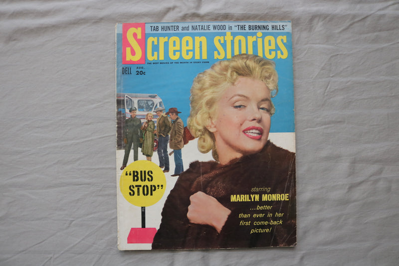 1956 AUGUST SCREEN STORIES MAGAZINE - MARILYN MONROE IN BUS STOP COVER - E 19909