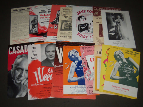 1937-1950 THEATRE & CONCERT PROMOTIONAL PIECES LOT OF 16 DIFFERENT - J 2452