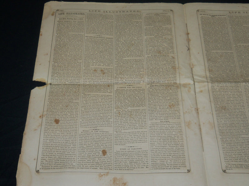 1855 DECEMBER 1 LIFE ILLUSTRATED NEWSPAPER - VERMONT WINDMILL GREELEY - NP 4790