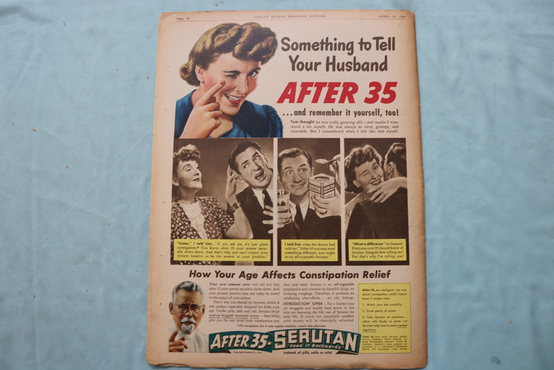 1944 APR 23 SUNDAY MIRROR NEWSPAPER MAGAZINE SECTION-VERA HRUBA RALSTON- NP 9095