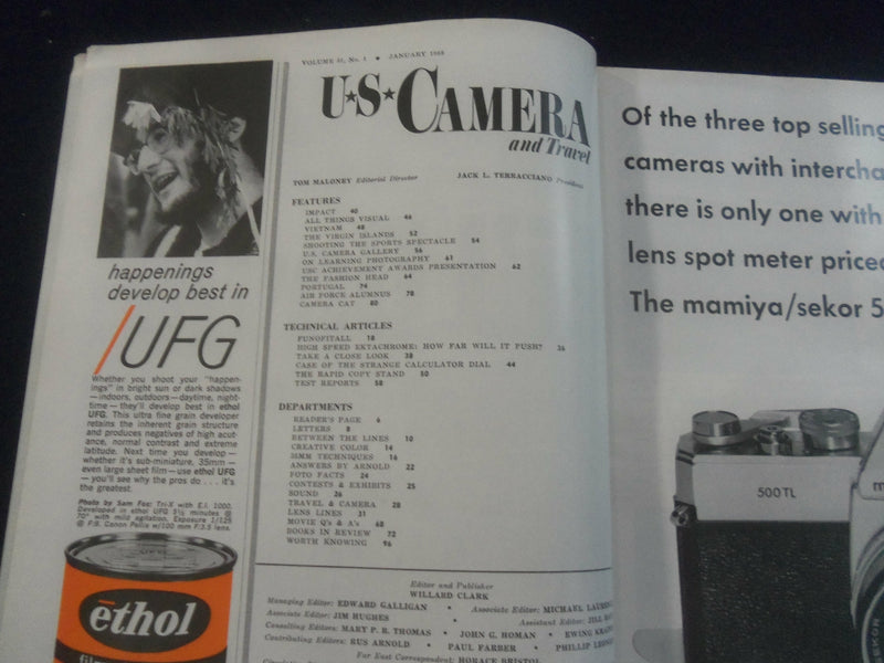 1968 JANUARY U.S CAMERA AND TRAVEL MAGAZINE - HIGH SPEED EKTACHROME - SP 4714B