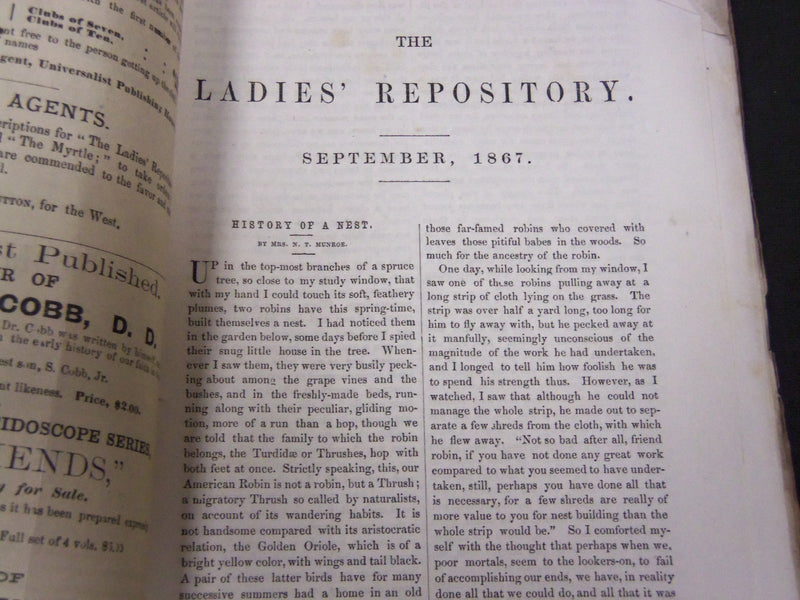 1867 LADIES' REPOSITORY LITERATURE & RELIGION MAGAZINE LOT OF 10 - WR 241H