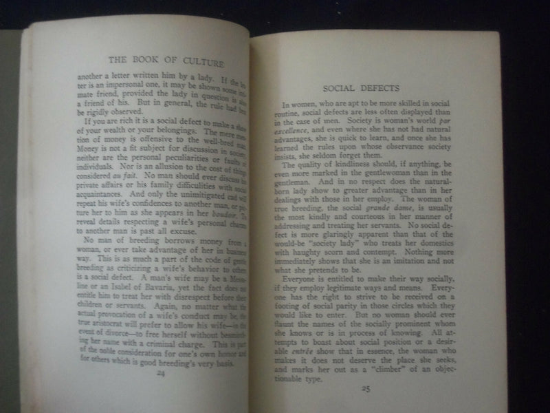 1922 THE BOOK OF CULTURE BY HARRIET LANE - J 6493