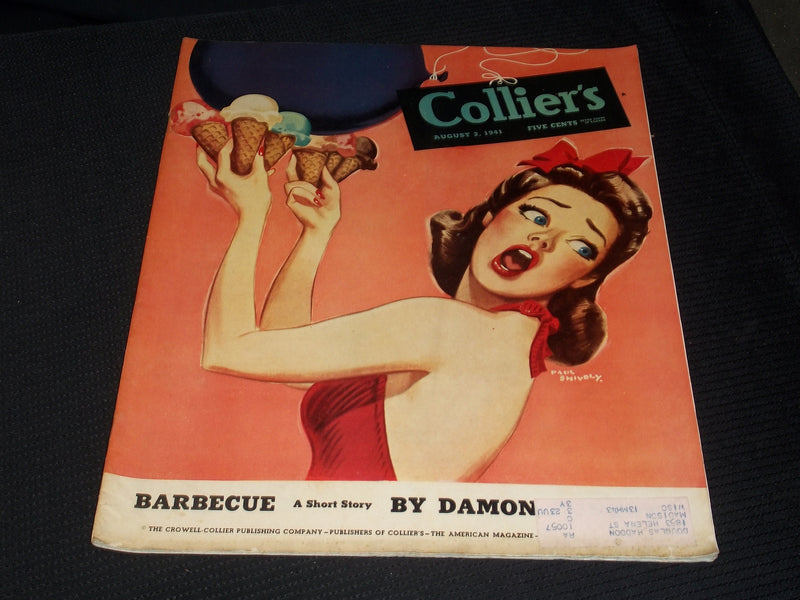1941 AUGUST 2 COLLIER'S MAGAZINE NICE FRONT COVER & ADS - E 4345