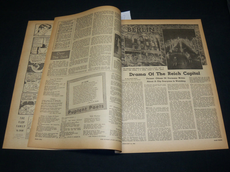 1945 FEBRUARY 11 STARS AND STRIPES SUNDAY MEDITERRANEAN COMICS - ITALY - NP 5239