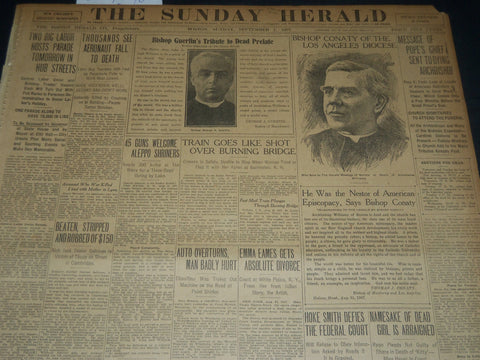1907 SEPTEMBER 1 THE BOSTON HERALD - POPE'S MESSAGE SENT TO ARCHBISHOP - BH 231