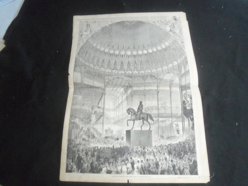 1853 JULY 30 ILLUSTRATED NEWS MAGAZINE -INAUGURATION OF CRYSTAL PALACE - B 5531I