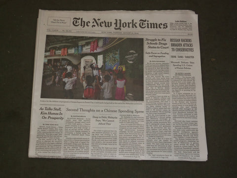 2018 AUGUST 21 NEW YORK TIMES - RUSSIAN HACKERS BROADEN ATTACKS TO CONSERVATIVES