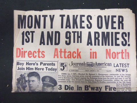 1945 JAN 5 NEW YORK JOURNAL AMERICAN - MONTY TAKES OVER 1ST & 9TH ARMIES-NP 2291