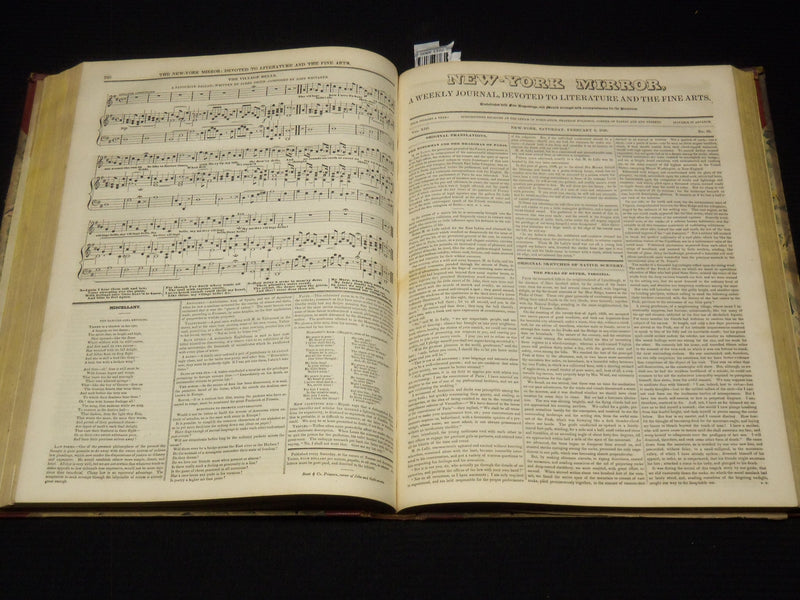 1835-1836 NEW YORK MIRROR AND LADIES GAZETTE BOUND VOLUME - ENGRAVINGS - R 89S