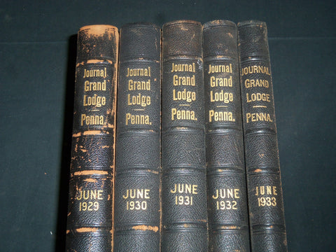 1929-1933 GRAND LODGE OF PENNSYLVANIA PROCEEDINGS BOUND VOLUME LOT OF 5- KD 1113
