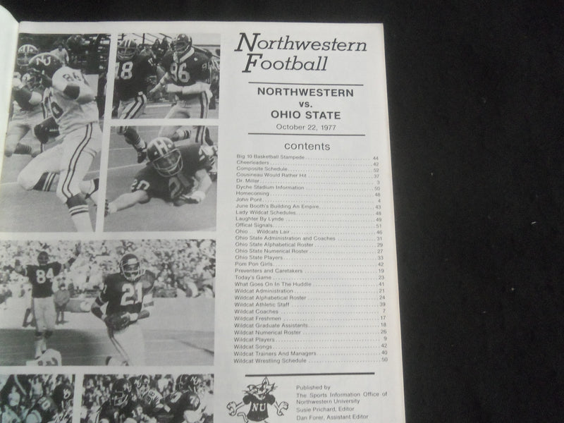 1977 OCTOBER 22 FOOTBALL PROGRAM- NORTHWESTERN UNIV VS PENN STATE UNIV - B 5533Z