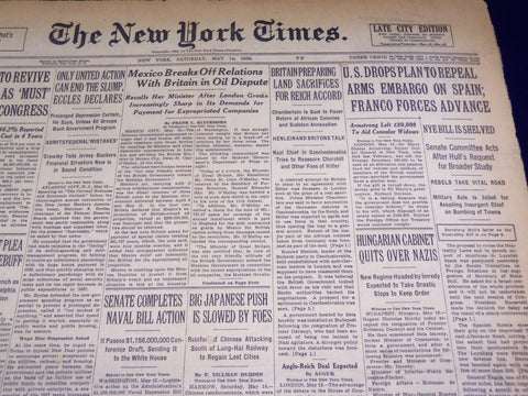 1938 MAY 14 NEW YORK TIMES - U. S. DROPS PLAN TO REPEAL ARMS EMBARGO - NT 2414