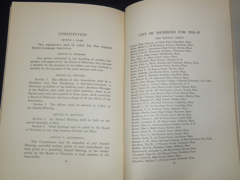 1919 MAY NEW ENGLAND MODERN LANGUAGE ASSOCIATION BULLETIN - SAM WAXMAN - K 2681