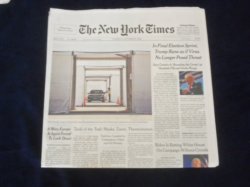 2020 OCTOBER 29 NEW YORK TIMES - TRUMP RUNS AS IF VIRUS NO LONGER POSED THREAT