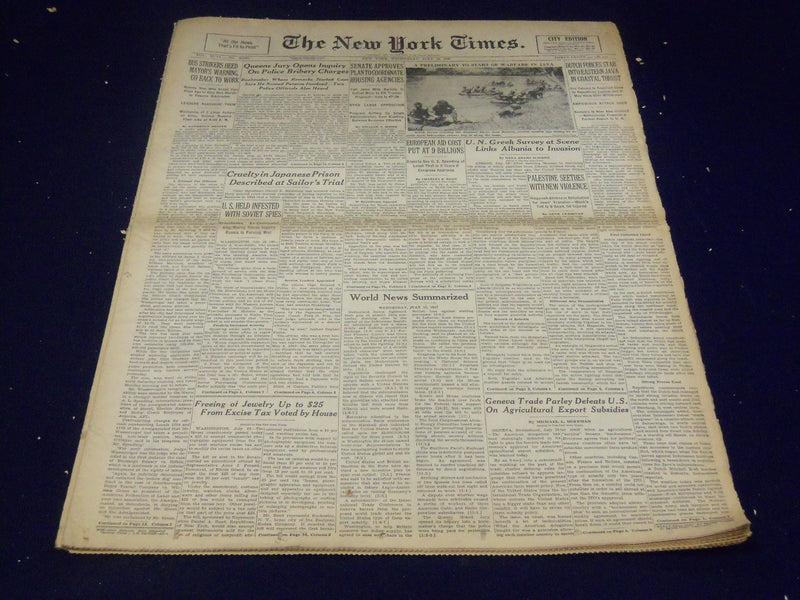 1947 JUNE 23 NEW YORK TIMES - POLICE BRIBERY CHARGES INQUIRY - NT 3494