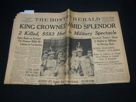 1937 MAY 13 BOSTON HERALD NEWSPAPER - KING CROWNED AMID SPLENDOR - NP 4251U