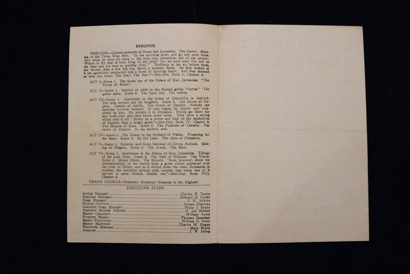 1911 DECEMBER 11 BEH-HUR PROGRAM - BOSTON THEATRE - LOT OF 2 - K 1649