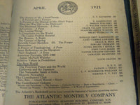 1921 THE ATLANTIC MONTHLY MAGAZINE LOT 9 ISSUES - GREAT COLOR ADS - WR 341D