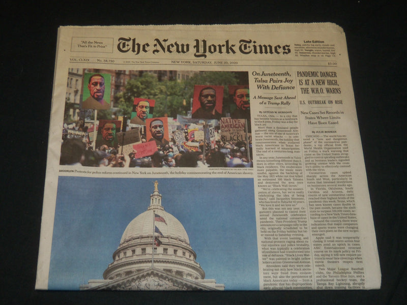 2020 JUNE 20 NEW YORK TIMES - ON JUNETEENTH, TULSA PAIRS JOY WITH DEFIANCE