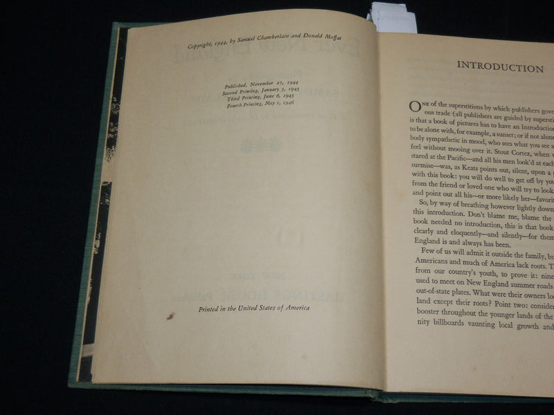 1946 EVER NEW ENGLAND BOOK WITH PHOTOGRAPHS BY SAMUEL CHAMBERLAIN - KD 6382