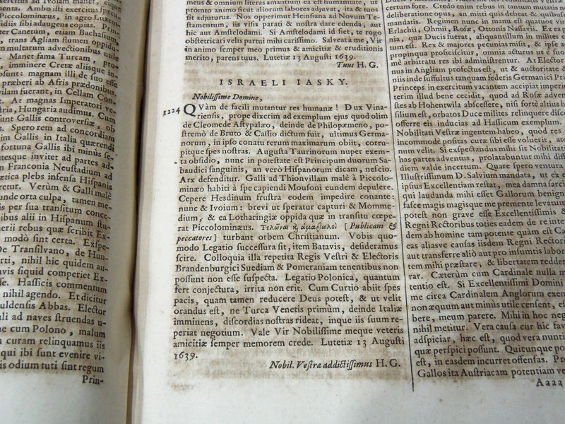 1687 EPISTOLAE HUGONIS GROTII LATIN VOLUME - HUGO GROTIUS - Z 245