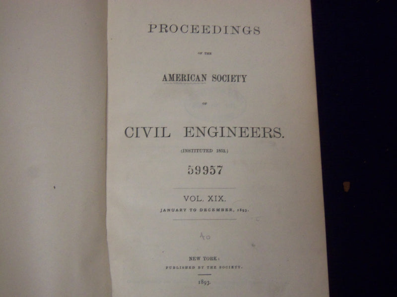 1884-1895 PROCEEDINGS OF AMERICAN SOCIETY CIVIL ENGR VOLUME LOT OF 4 - KD 909J