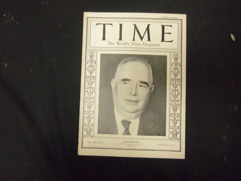 1926 AUGUST 9 TIME MAGAZINE - BOSS BRENNAN - T 79