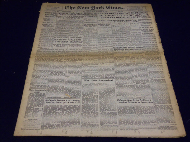 1943 NOV 28 NEW YORK TIMES - BERLIN GETS 1,000 TON BATTERING - NT 2140